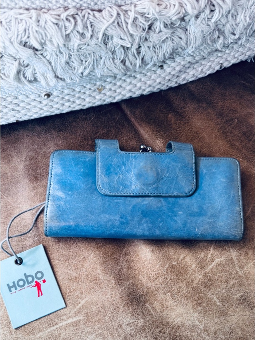 HOBO Blue Leather Clasp Wallet/Wristlet